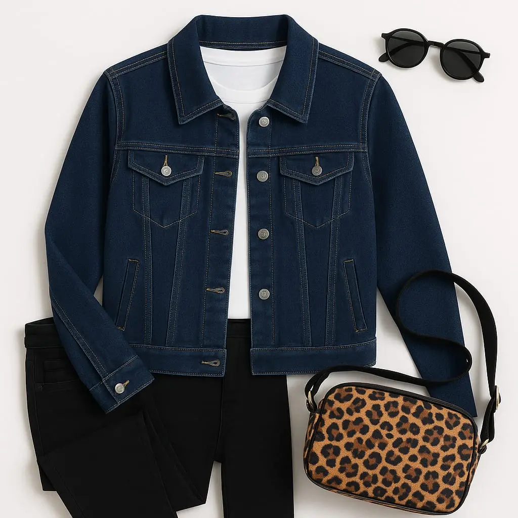 Denim jacket flat lay .webp