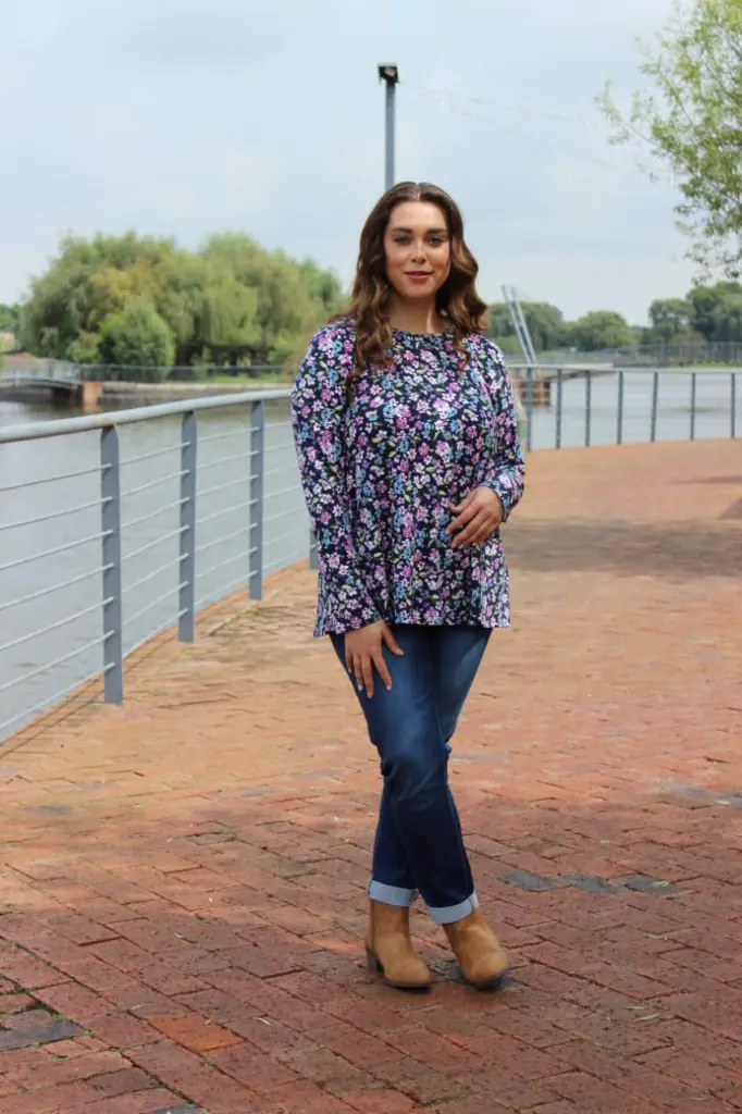 Denim floral top boots.webp
