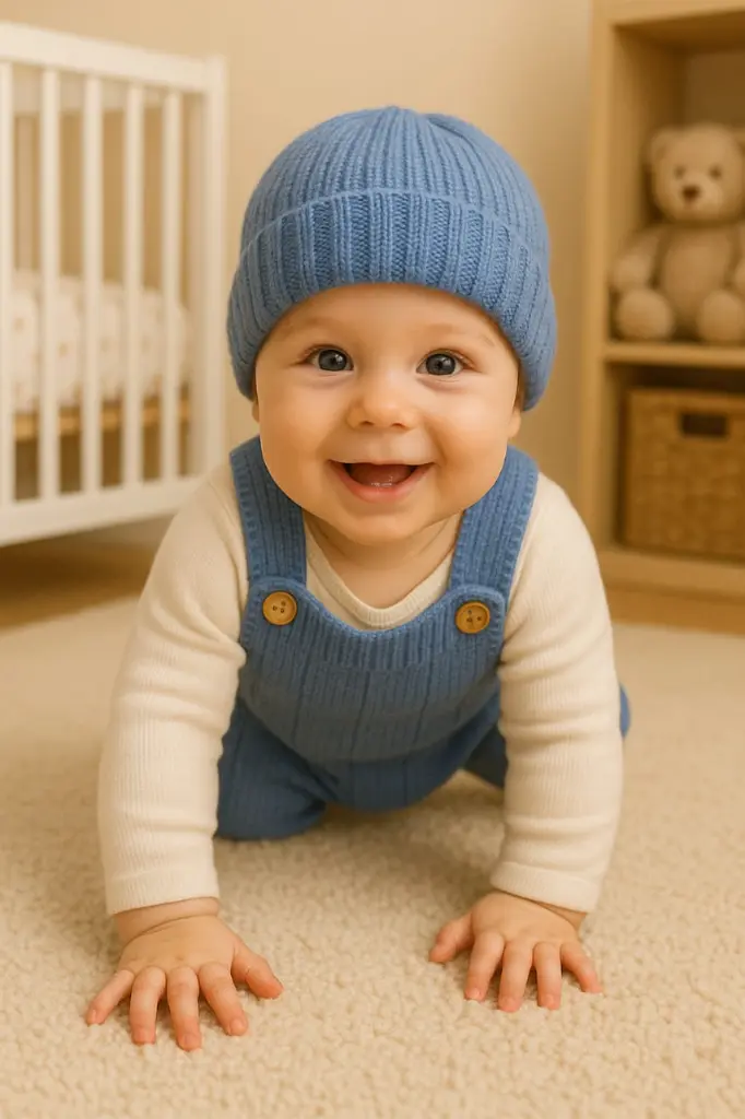 Knitted Romper-Blue