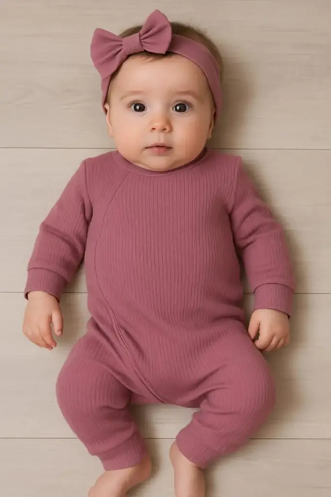 Ribbed romper in mauve