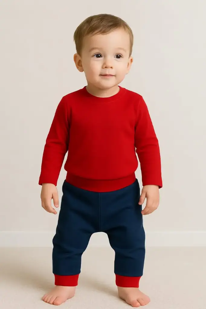 Denim Harem Pants with red trim