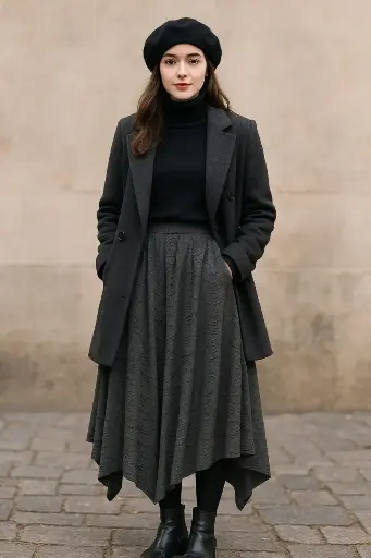 Distressed Wool Skirt