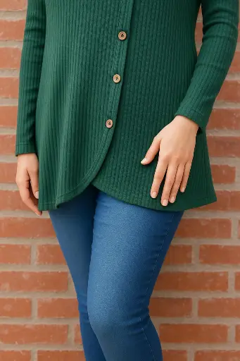 Soft knit buttoned top