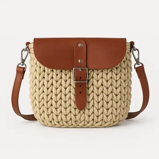 Hand crocheted oval handybag