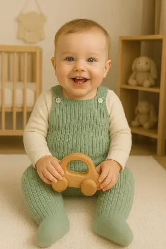 Knitted Romper-Green
