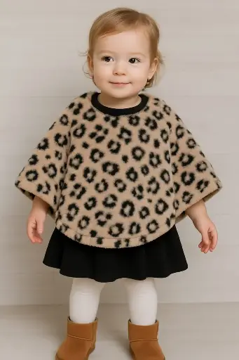 Leopard fur poncho