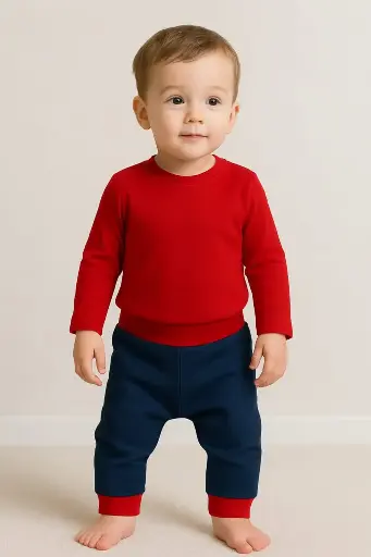 Denim Harem Pants with red trim